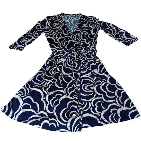 BANANA REPUBLIC True Wrap Dress Blue and White Floral‎ Size XS V-Neck Surplice - Picture 8 of 8